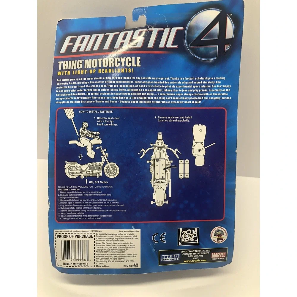 Marvel Toy Biz Fantastic Four 4 Thing Bump and Go Rock Cycle w/ Headlight NISP